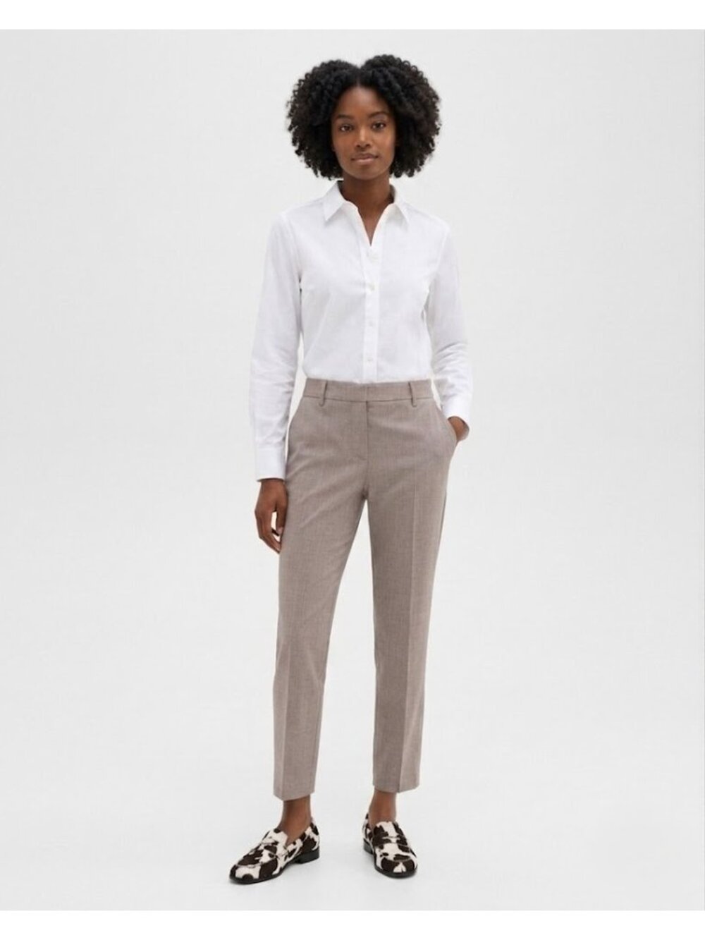 NWT Theory Treeca in Cinder Melange Traceable Wool Stretch Crop Pants 8